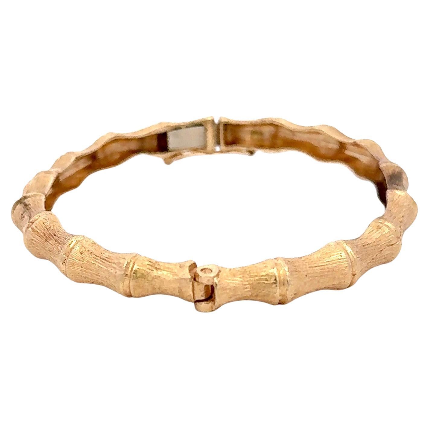 Contemporain Bracelet jonc empilable à motif bambou en or jaune 14 carats 14,3 grammes en vente