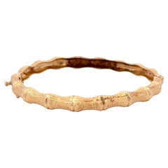 Thin Stackable Bamboo Motif Bangle Bracelet 14 Karat Yellow Gold 14.3 Grams