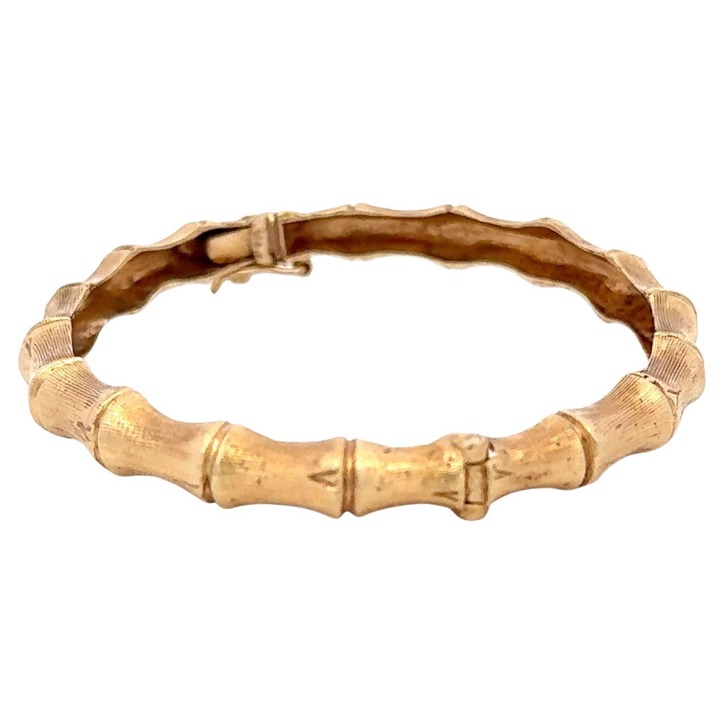 Contemporain Bracelet jonc empilable à motif de bambou en or jaune 14 carats 15,3 grammes en vente