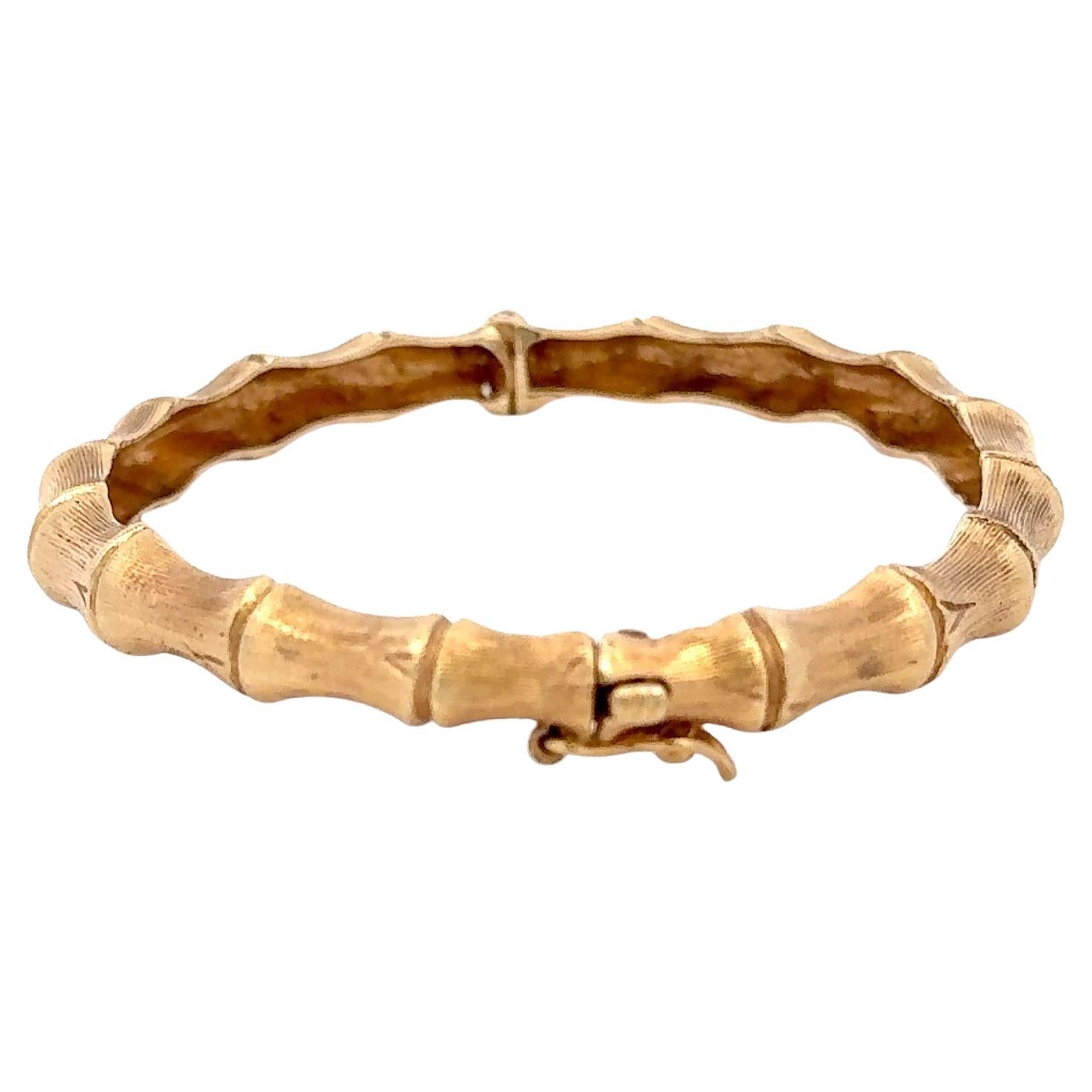 Bracelet jonc empilable à motif de bambou en or jaune 14 carats 15,3 grammes Excellent état - En vente à New York, NY
