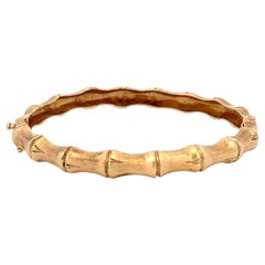 Thin Stackable Bamboo Motif Bangle Bracelet 14 Karat Yellow Gold 15.3 Grams