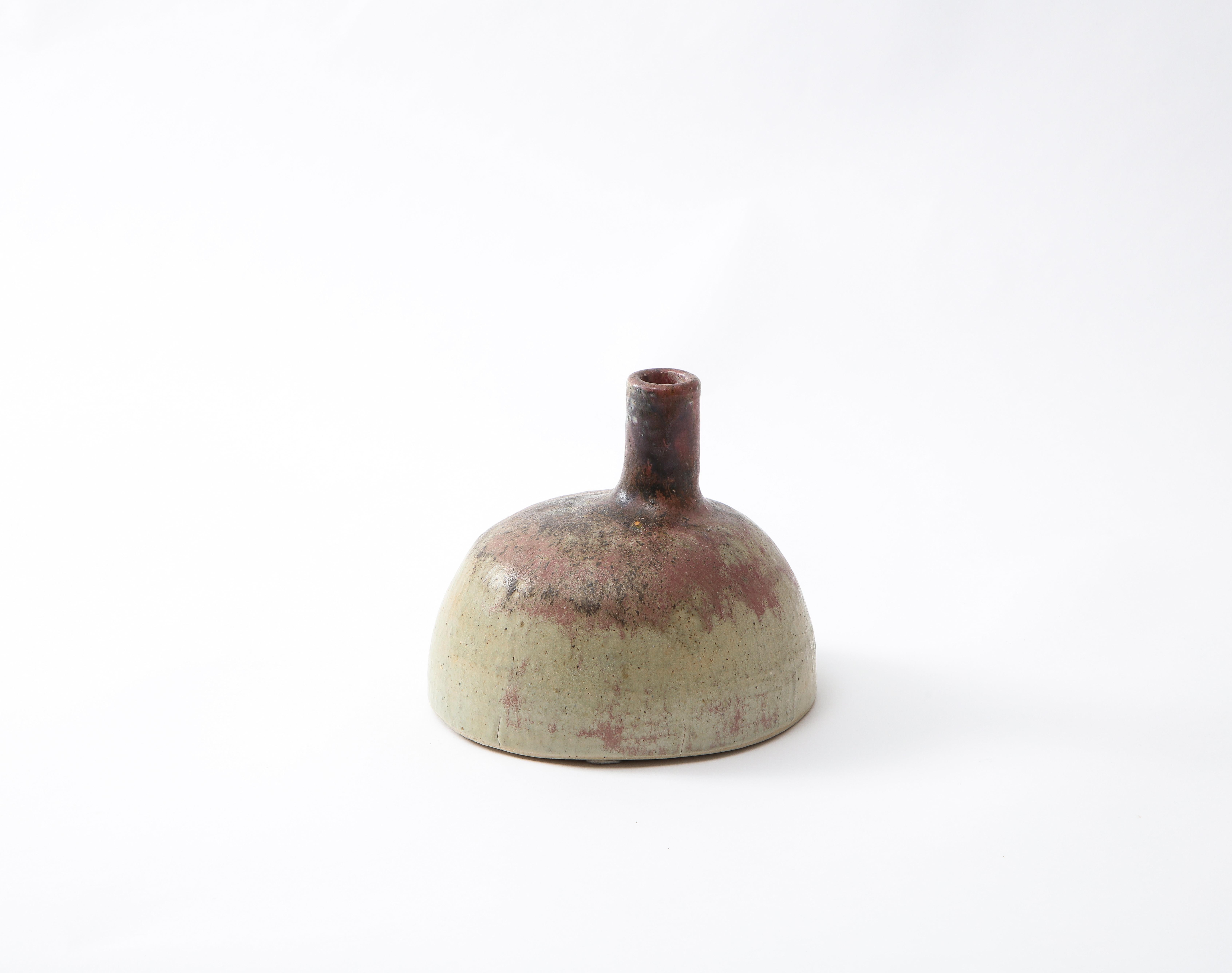 20th Century Thin-Stemmed Mid-Century French Ceramic Vase with Semi-Circular Base For Sale