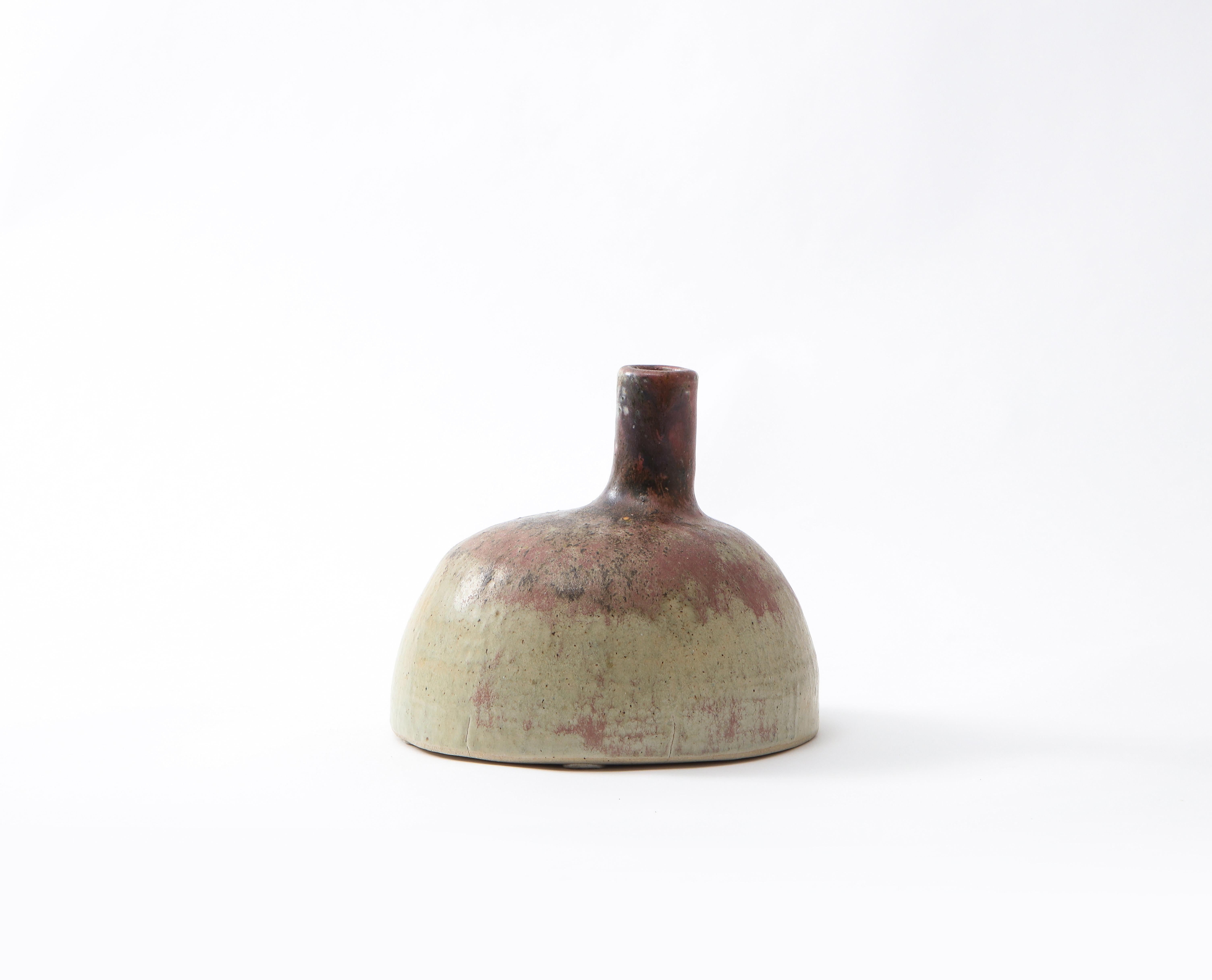 Thin-Stemmed Mid-Century French Ceramic Vase with Semi-Circular Base For Sale 1