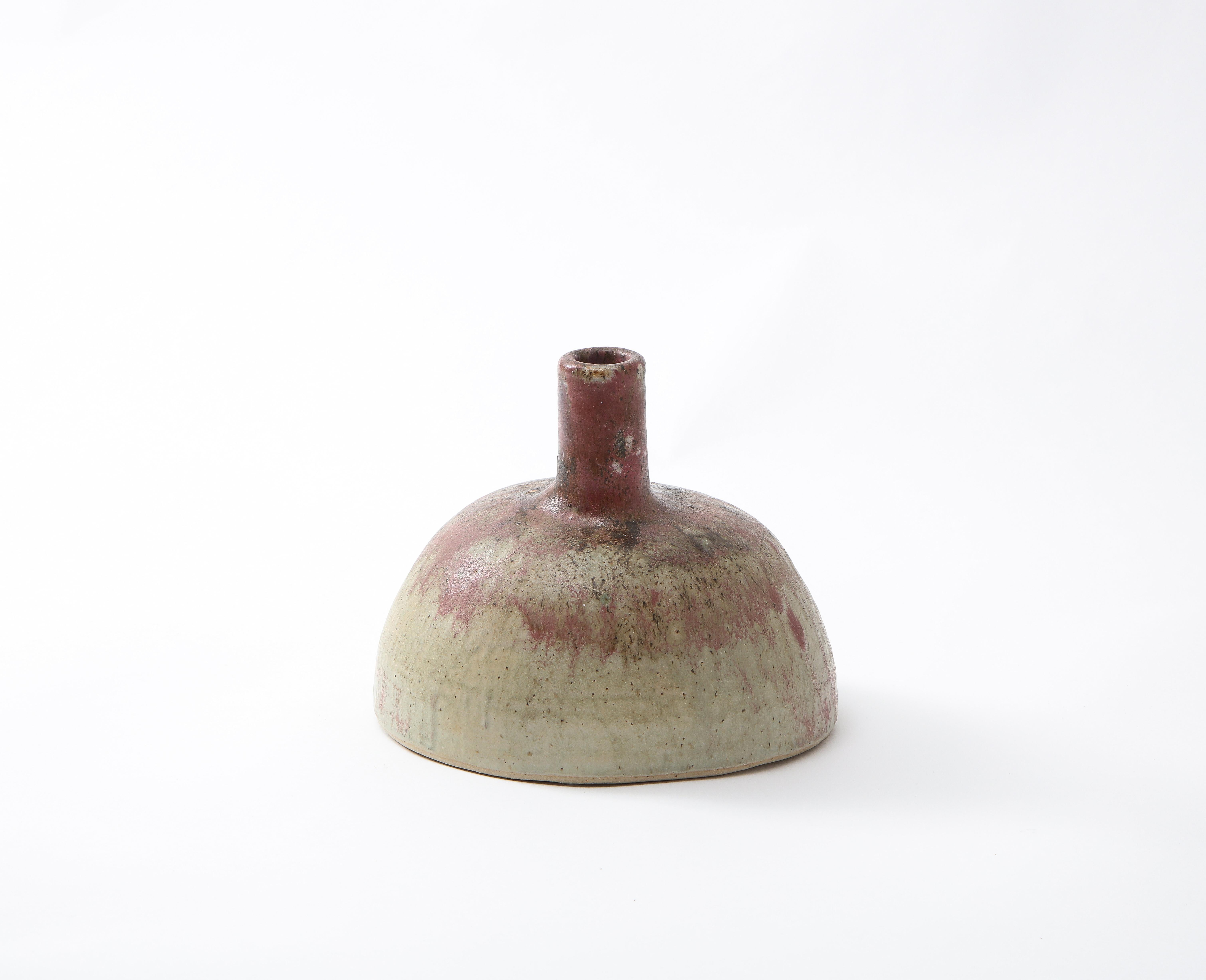 Thin-Stemmed Mid-Century French Ceramic Vase with Semi-Circular Base For Sale 2