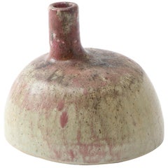 Thin-Stemmed Mid-Century French Ceramic Vase with Semi-Circular Base
