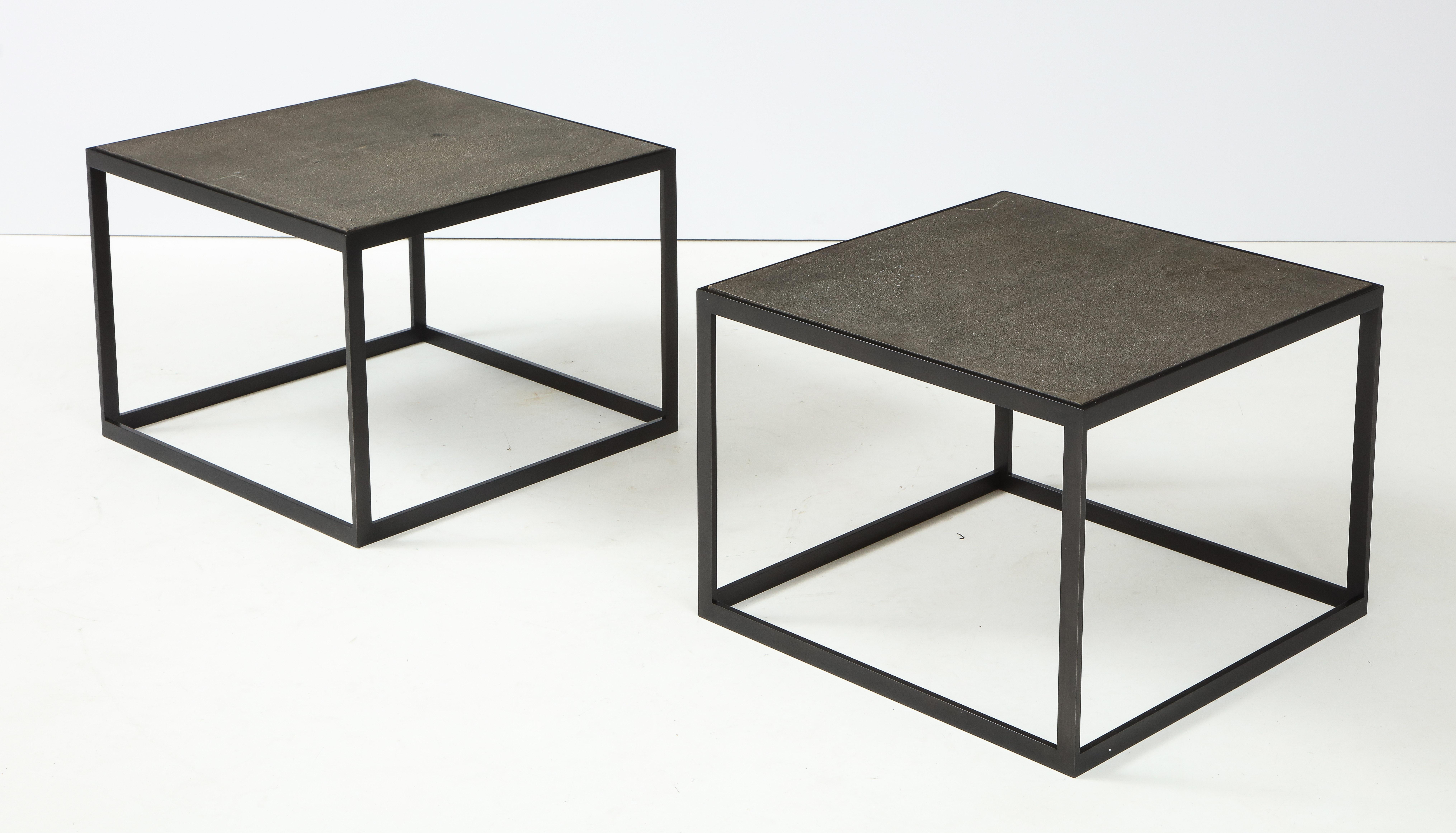 American Pair of 'Thin' Table, Custom, Made to Order Coffee Side Tables Hand Made For Sale
