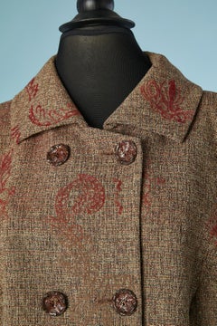 Thin tweed wool double breasted jacket with felt pattern Christian Lacroix
