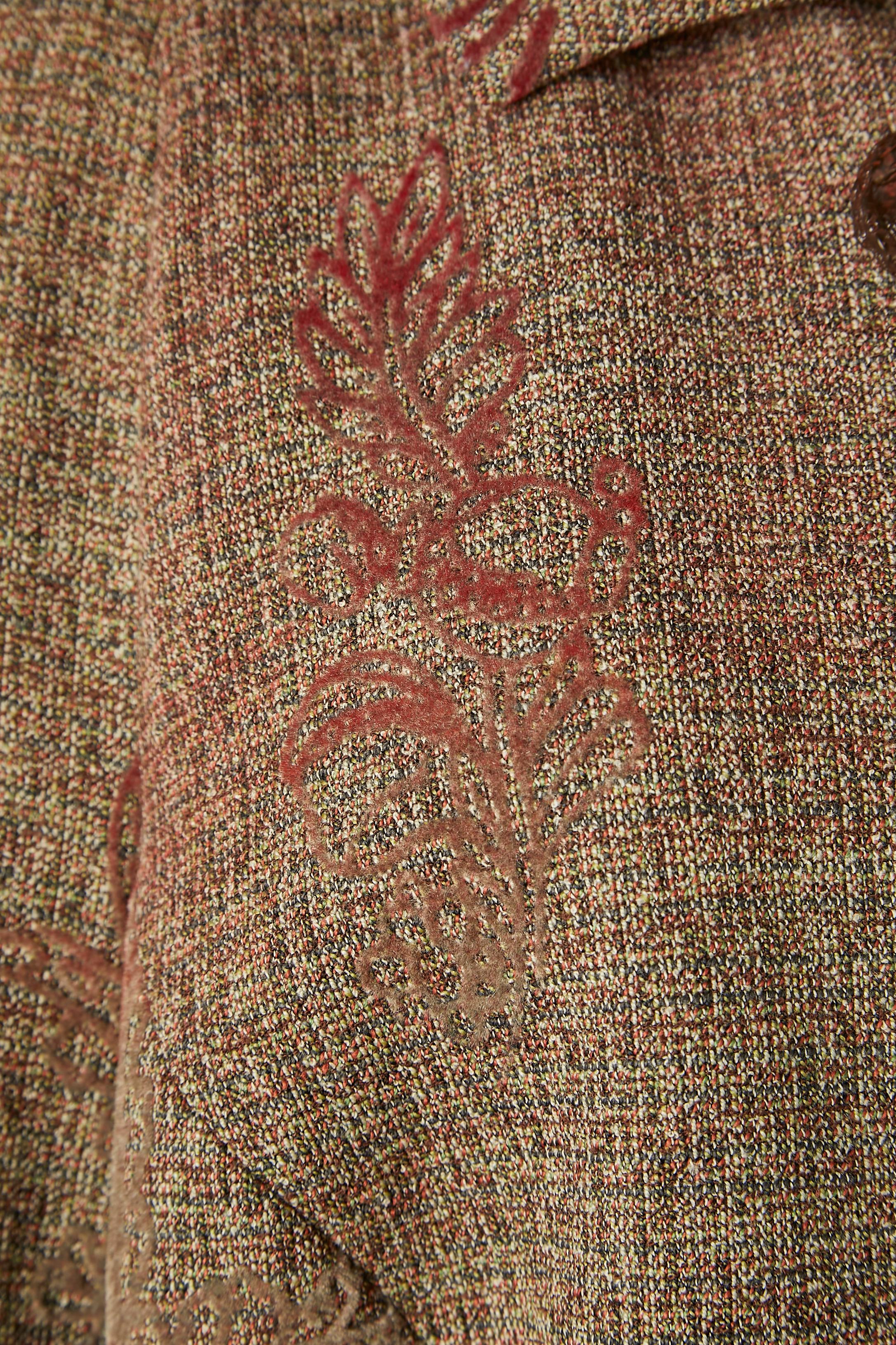 Gris Veste à double boutonnage en tweed fin avec motif en feutre Christian Lacroix en vente