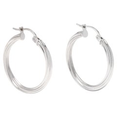 Thin Twist Hoop Earrings, 10k White Gold, Medium White Gold