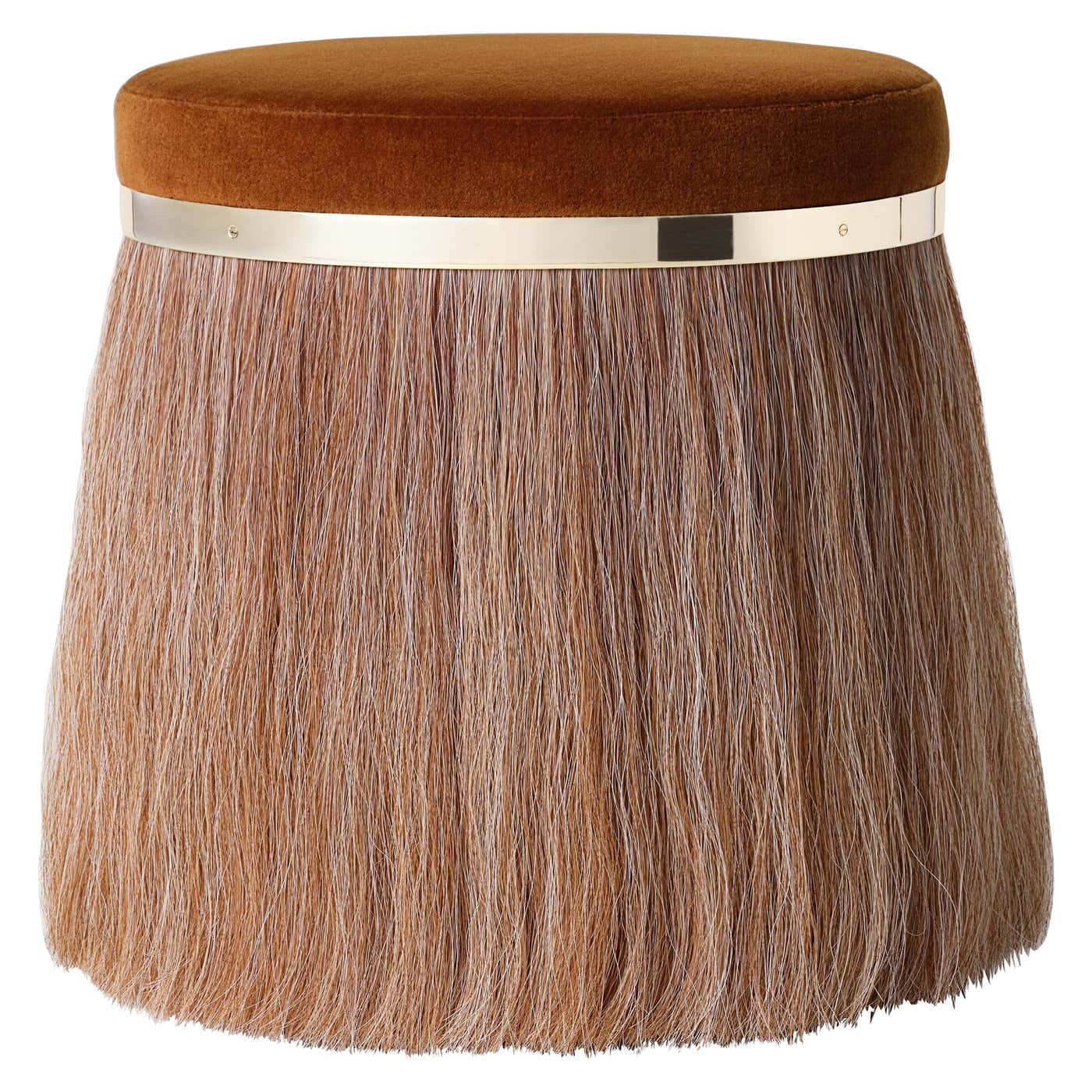 Konekt Thing 1 Stool with Polished Brass and Horsehair For Sale at ...