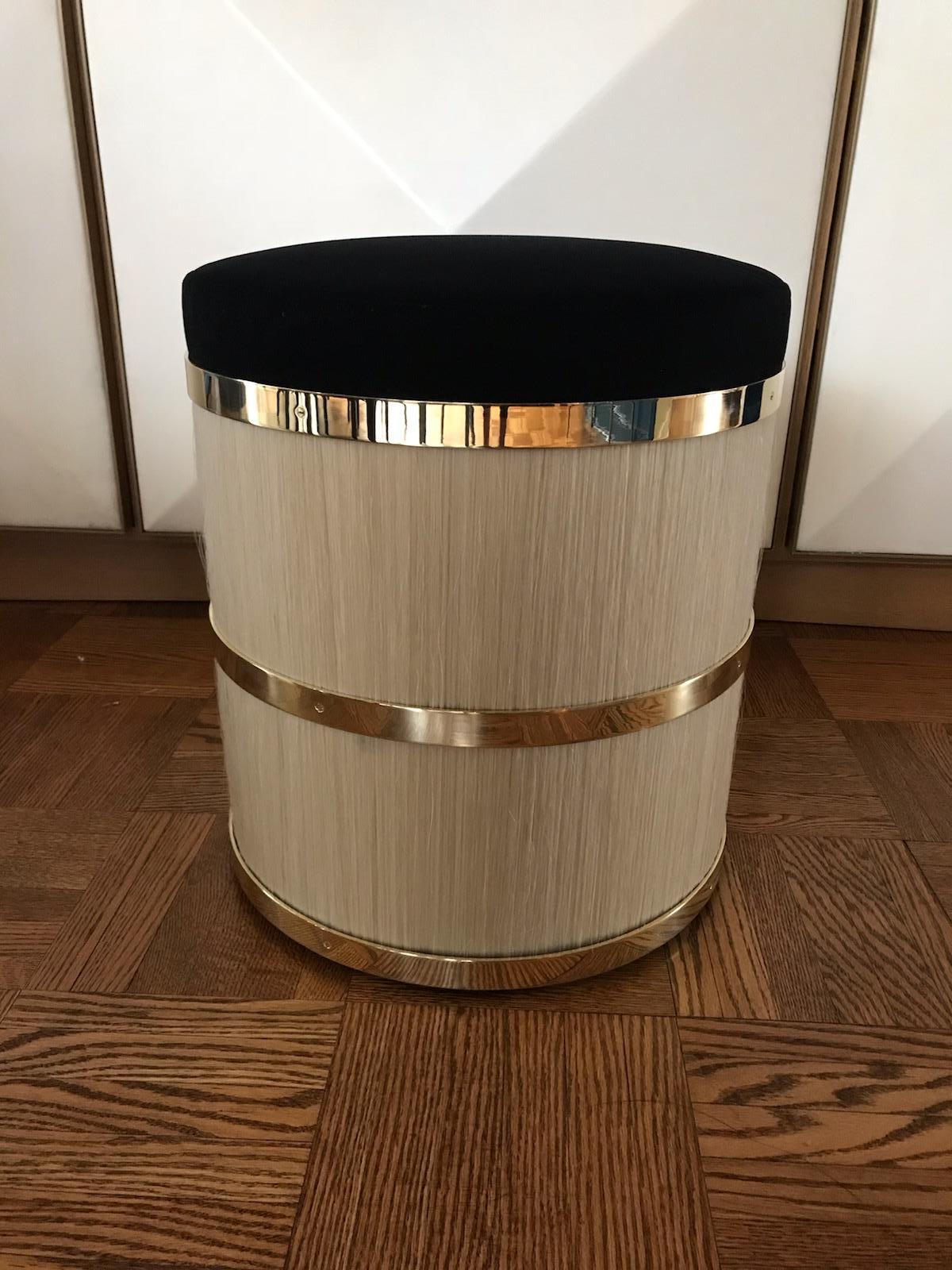 Konekt Thing 2 Stool with Polished Brass, Horse Hair and Velvet For Sale 2