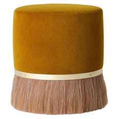 Konekt Thing 3 Stool in Satin Brass, Horse Hair and Merino Wool Velvet