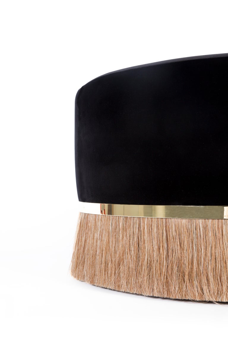 Konekt Thing Ottoman Oval with OilRubbed Bronze, Horse Hair and Velvet