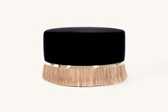 Konekt Thing 3 Ottoman Round - Polished Brass, Horse Hair, Velvet