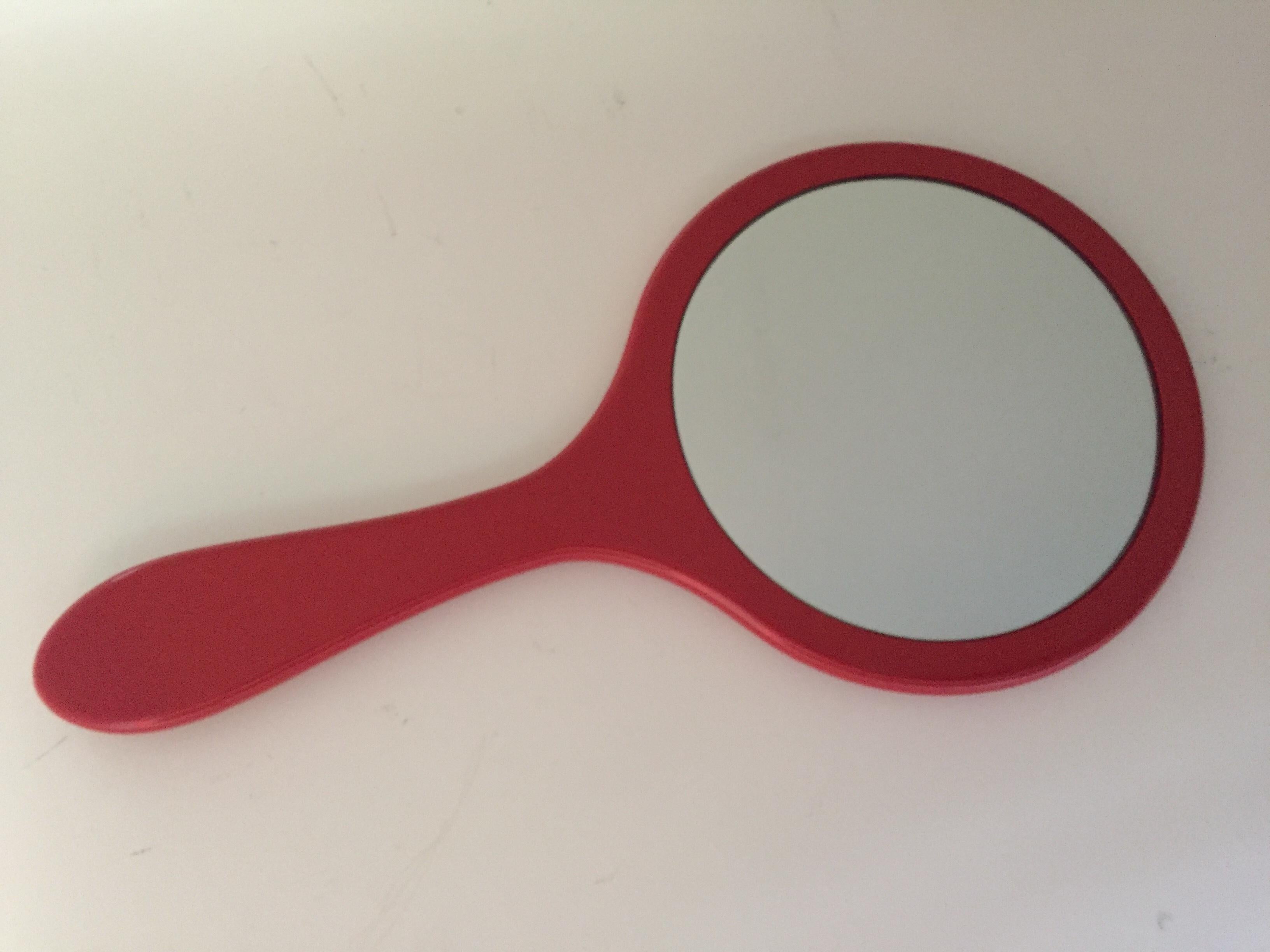 Laqué Think Big Red Laque Massive Hand Mirror Design Mirror en vente