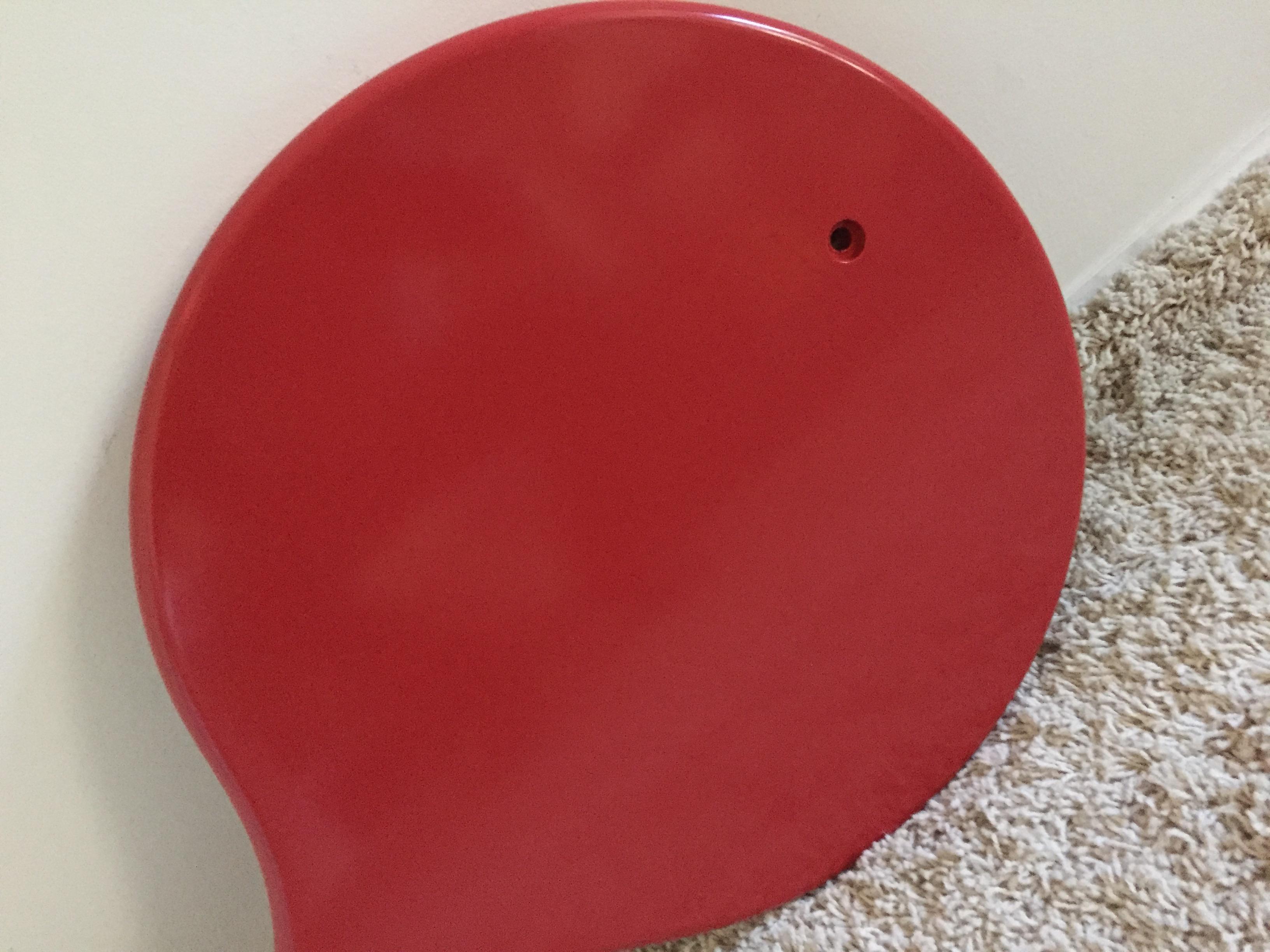 American Think Big Red Lacquer Massive Hand Mirror Design Mirror For Sale