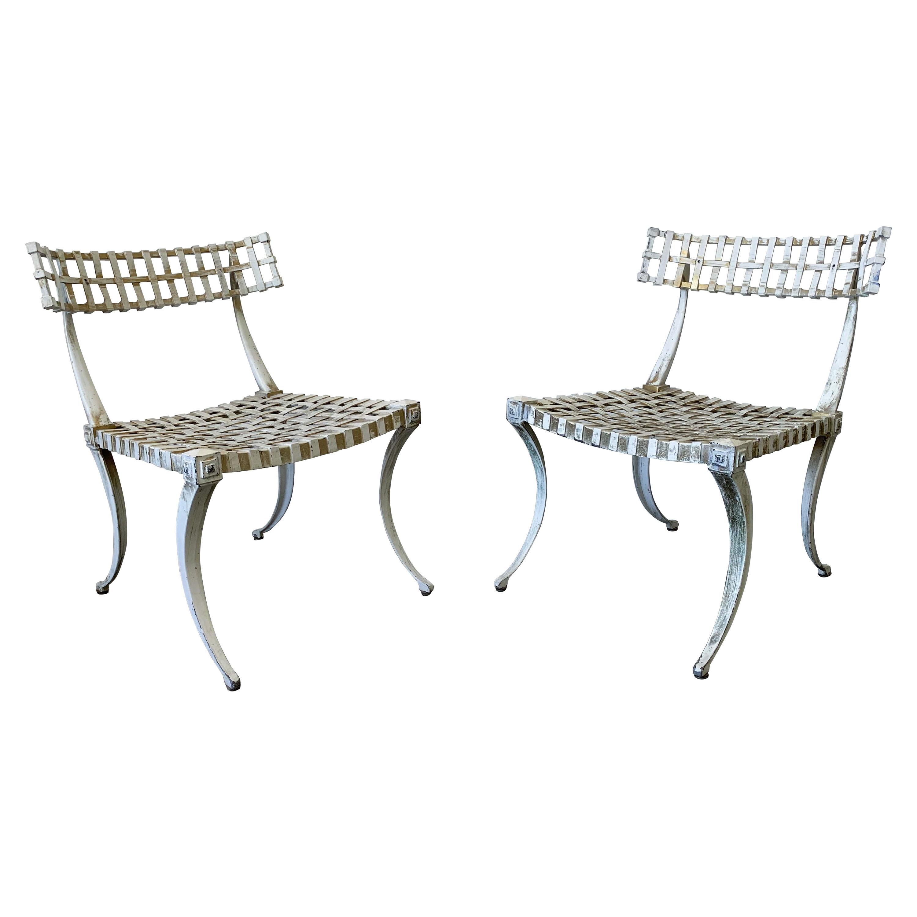 Thinline Aluminum Klismos Chairs, A Pair, 1960s