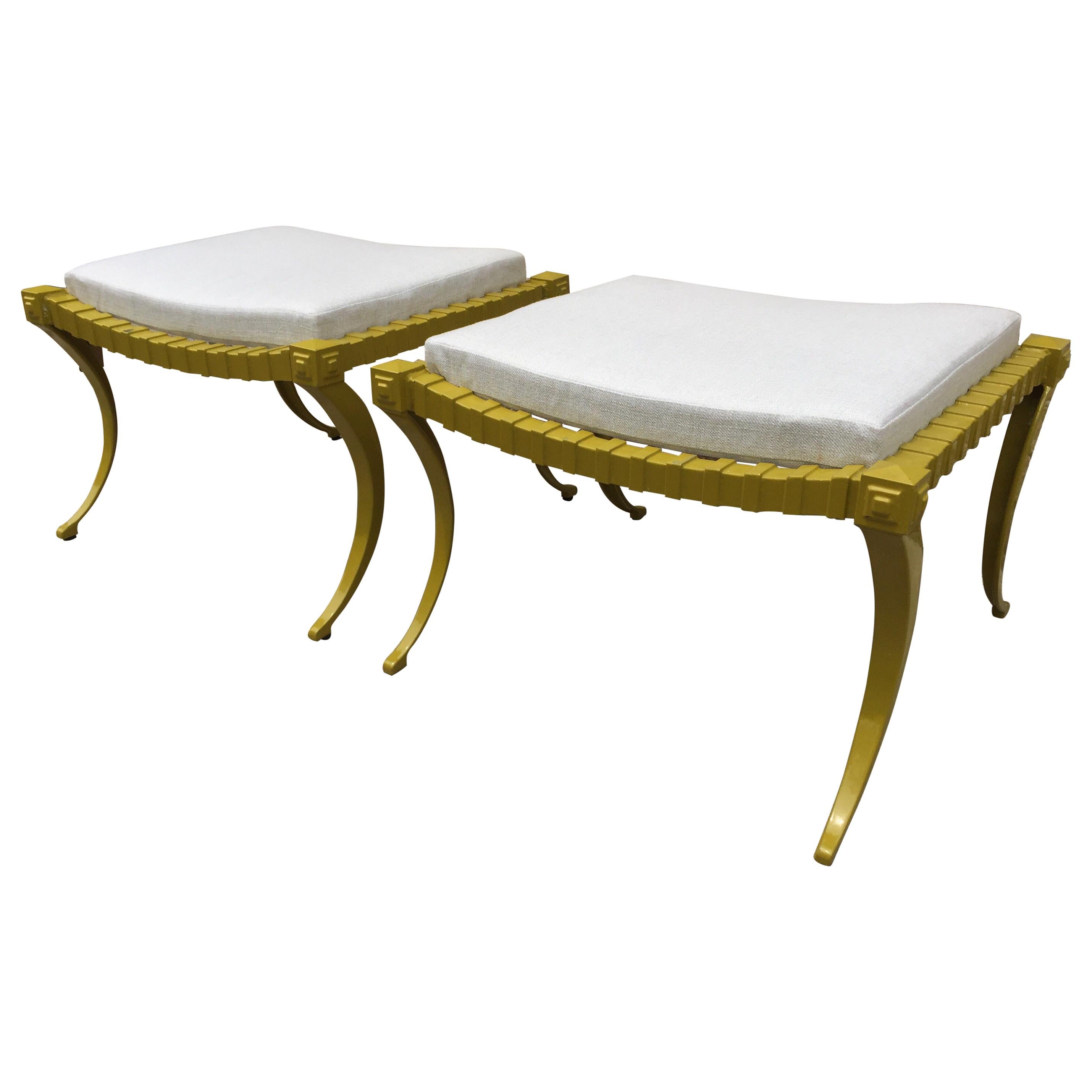 Thinline Aluminum Ottomans/ Benches in Chartreuse Green For Sale