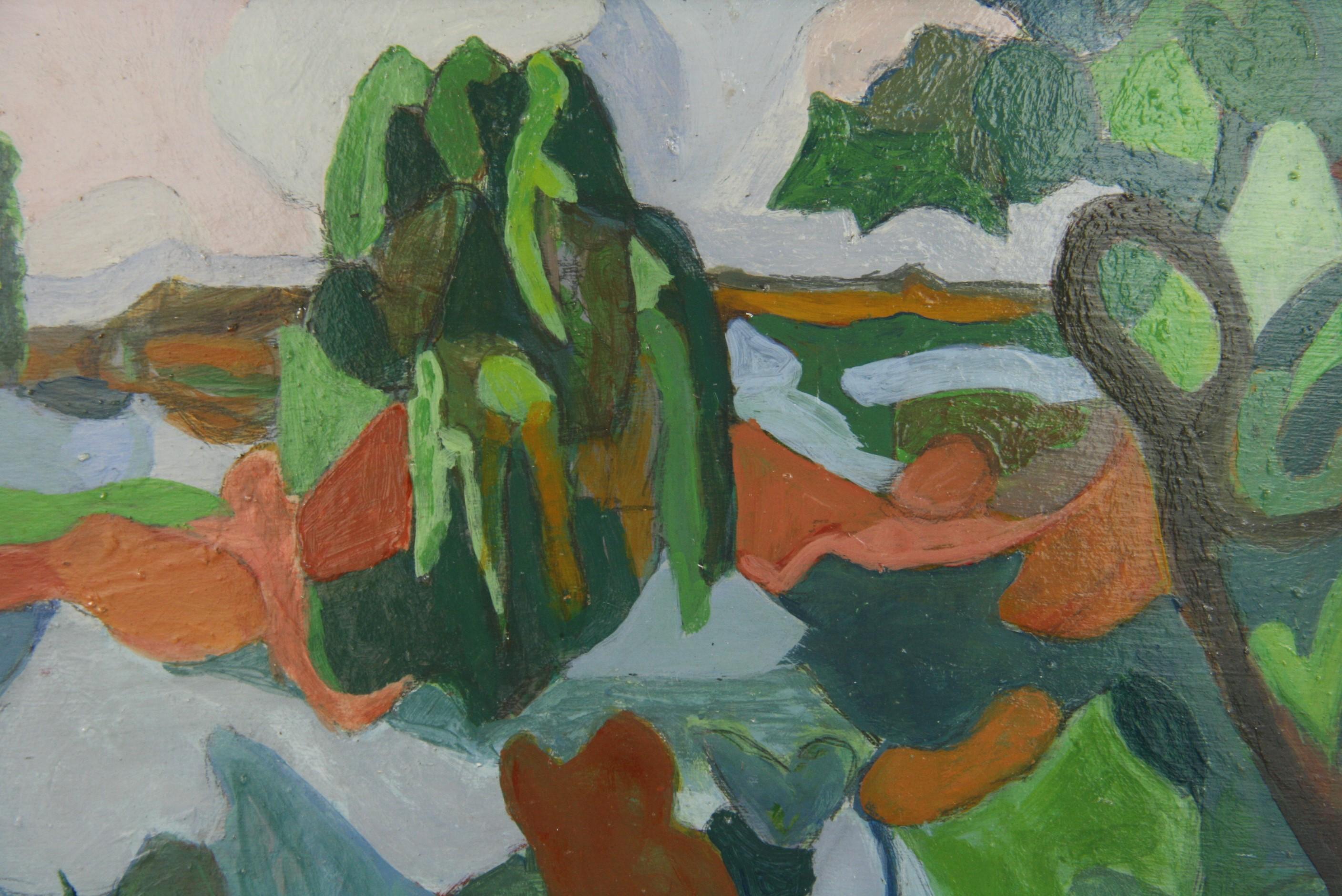 Fauvist Leaf    Landscape - Painting by Thiollier 