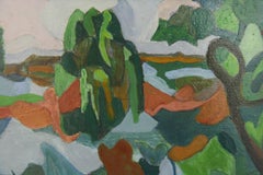 Pittura paesaggistica fauvista francese, olio su tavola, incorniciata, anni ’50