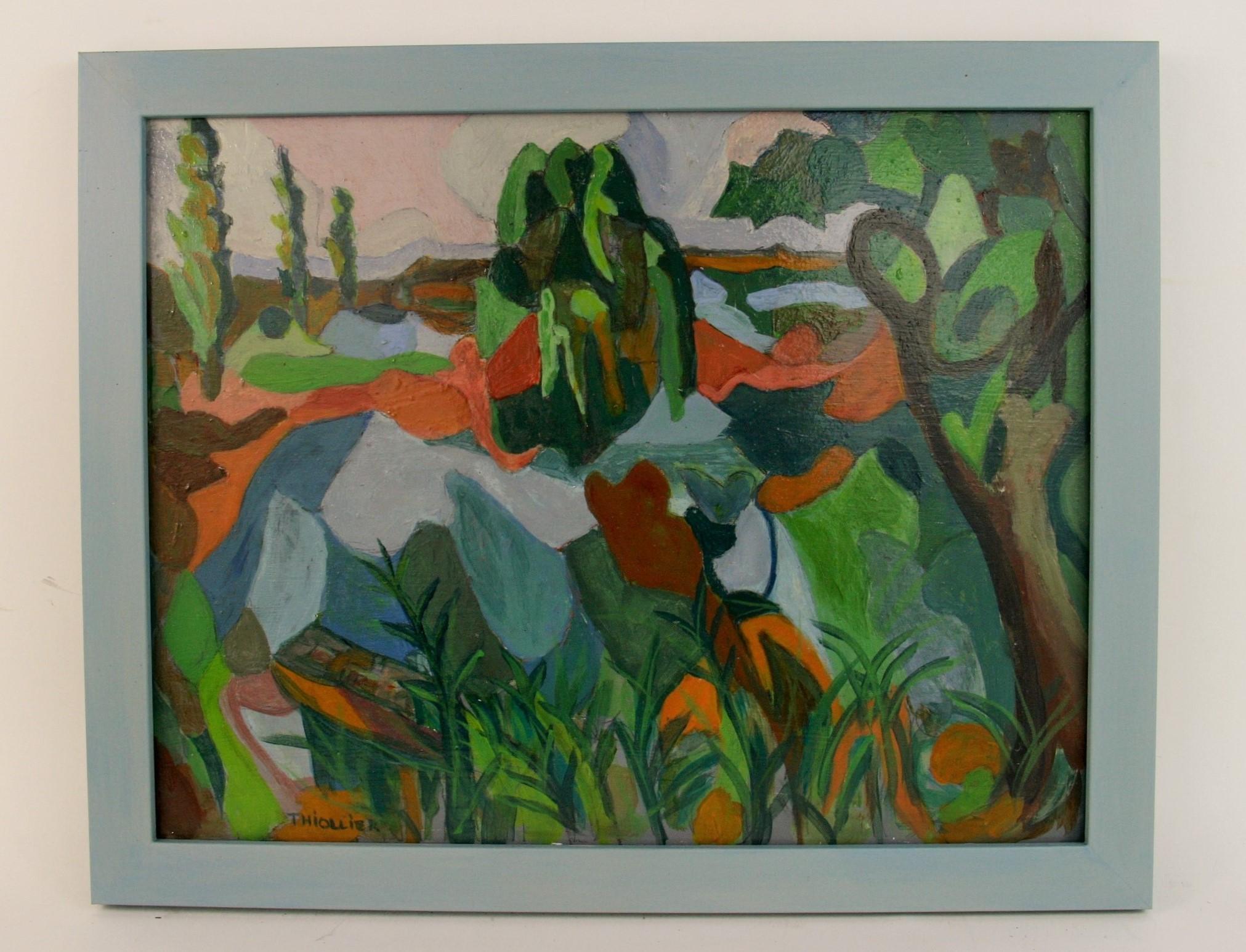 French Fauvist Landscape Painting, Oil on Board, Framed, 1950s
