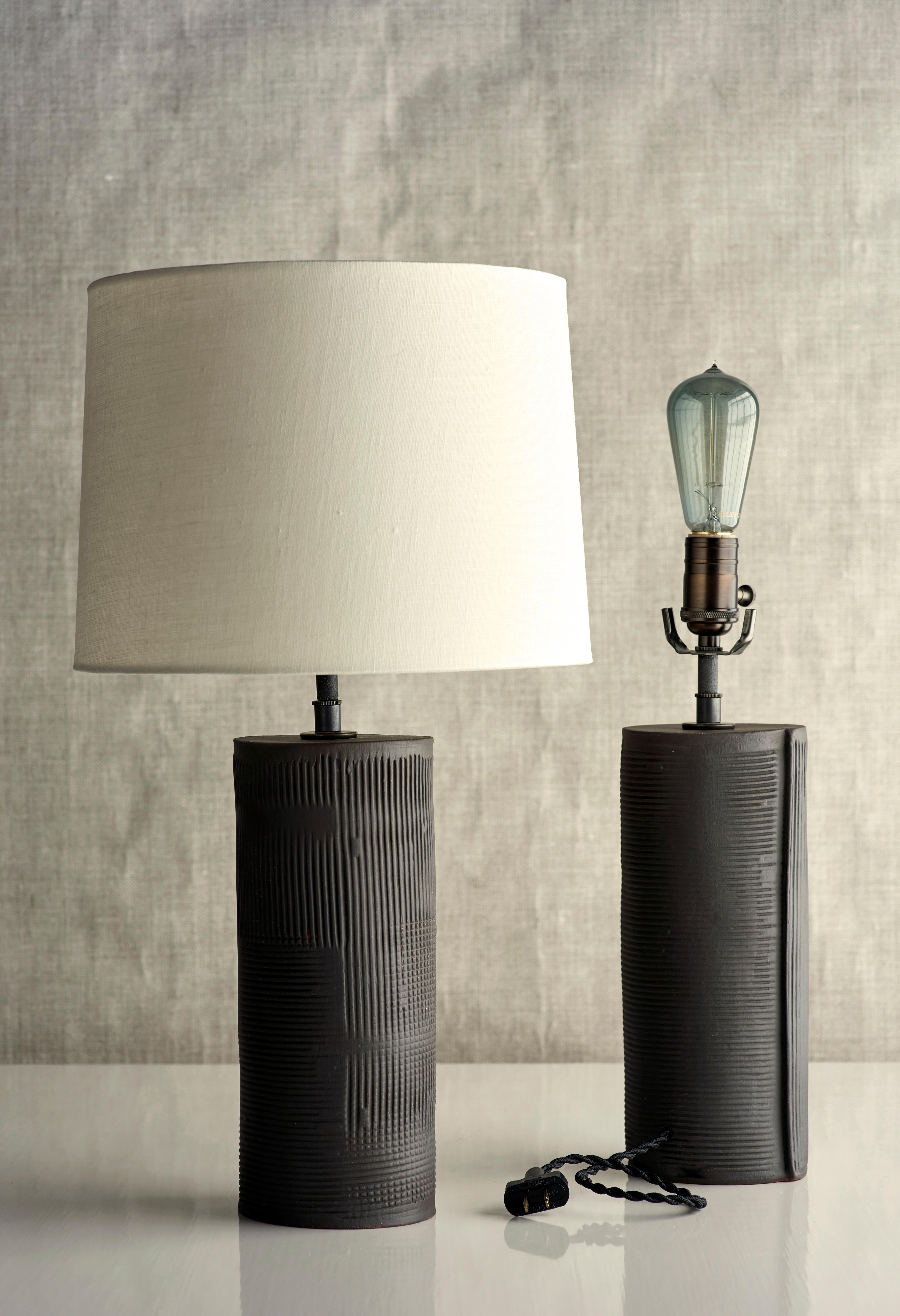 Fired Thira Lamp, Ceramic Sculptural Table Lamp by Dumais Made