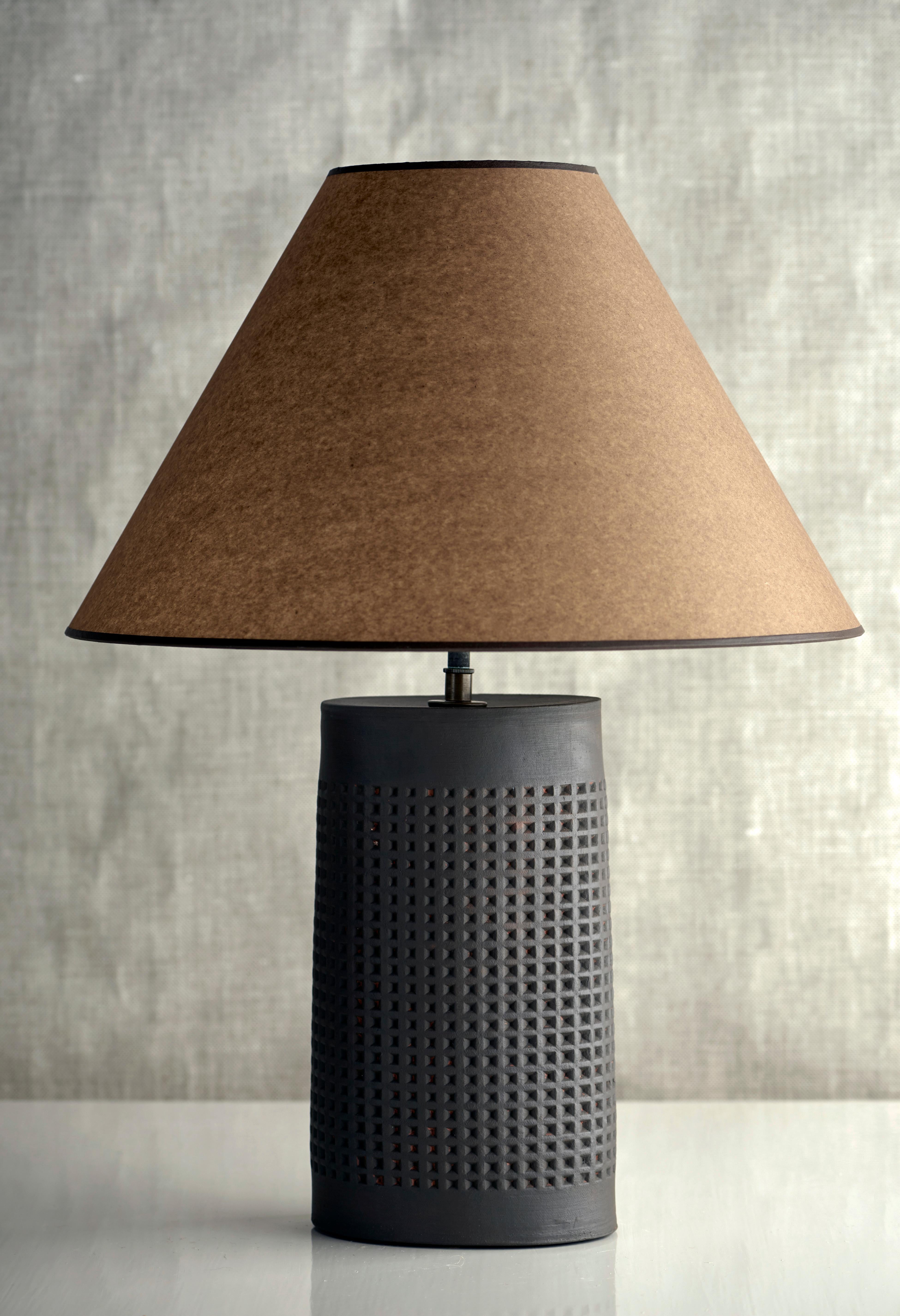 Fired Thira Lamp Extra Large, Ceramic Sculptural Table Lamp by Dumais Made