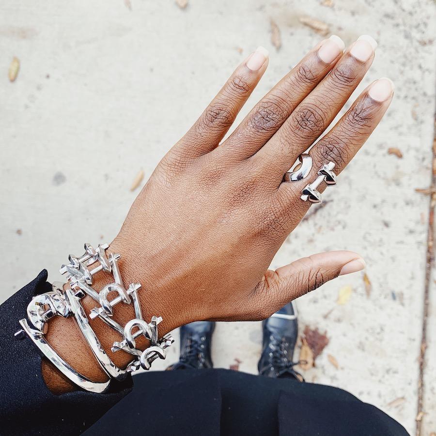 Contemporary Third Crown Marcy Ring in Rhodium Plated Brass For Sale