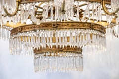 Thirteen Arm Crystal and Bronze Three Tier Chandelier