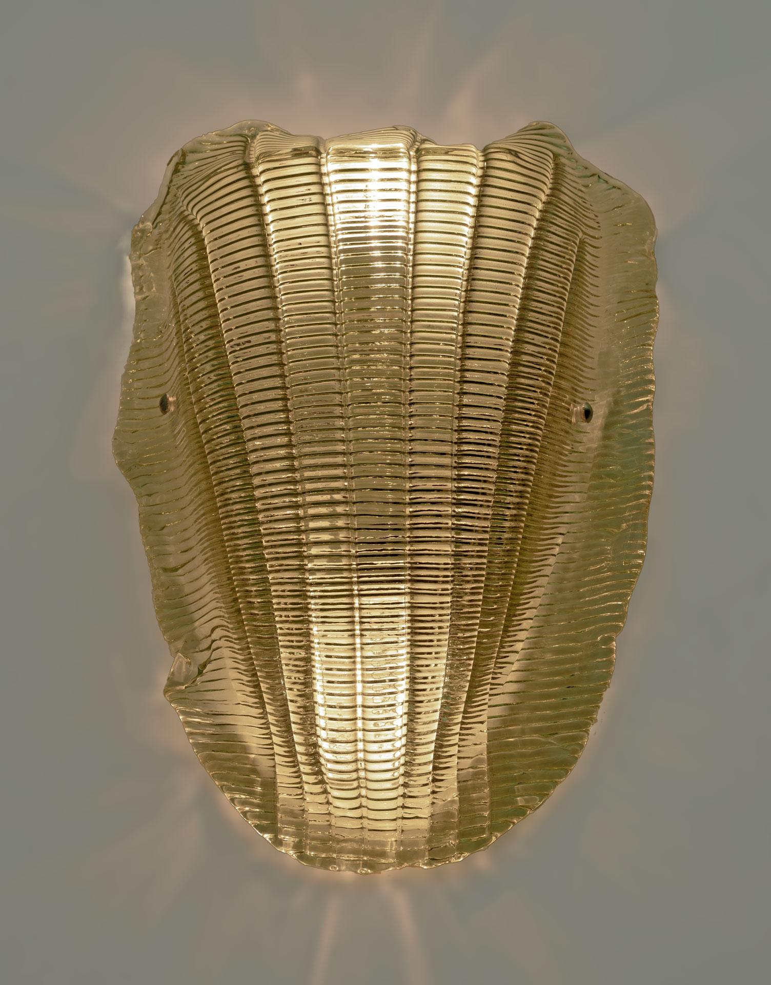 Mid-Century Modern Thirteen Modern Shell Murano Glass Wall Lamps  For Sale