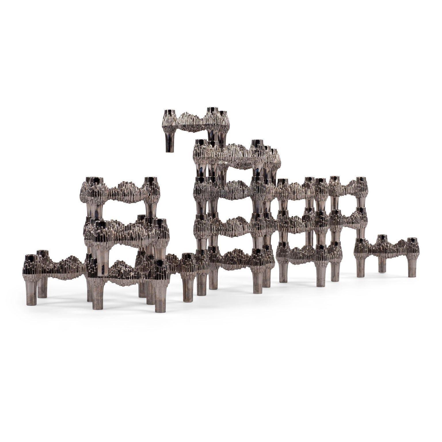 Thirteen Original Nickel-Plated Variomaster Candleholders For Sale 5