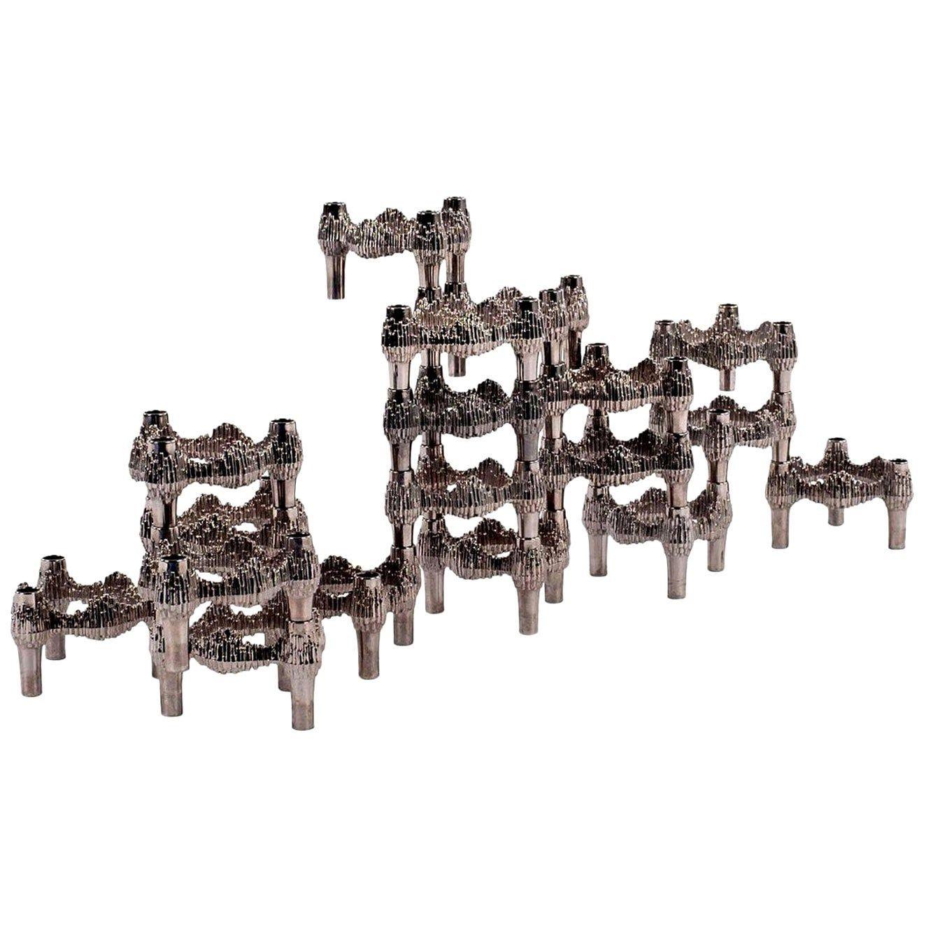 Thirteen Original Nickel-Plated Variomaster Candleholders For Sale 6