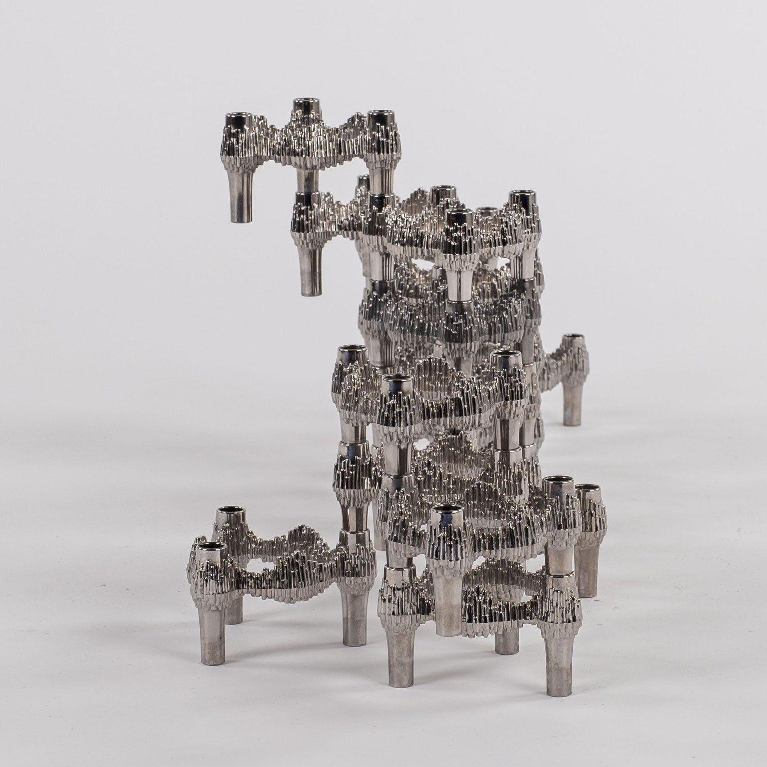 Mid-Century Modern Thirteen Original Nickel-Plated Variomaster Candleholders For Sale