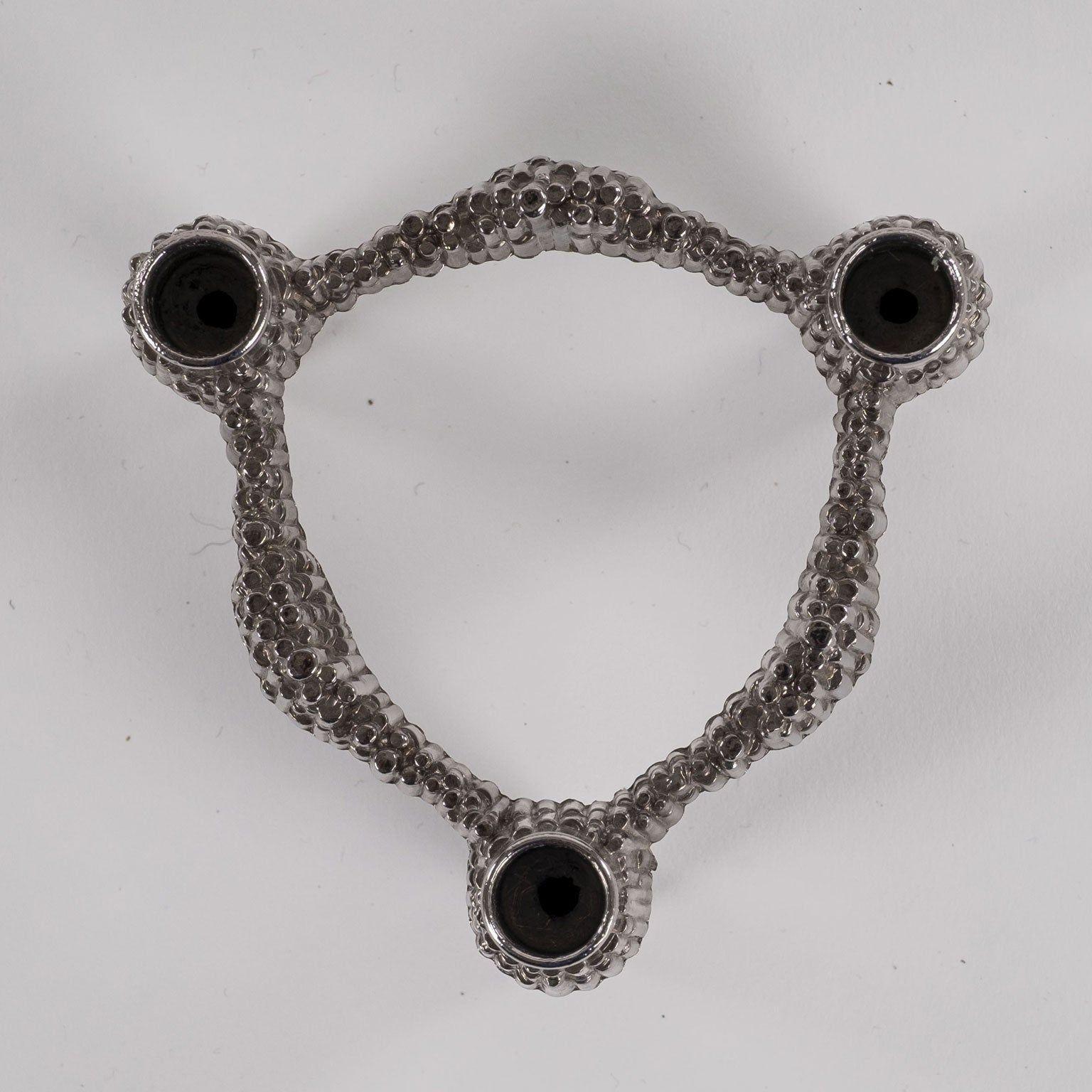 Cast Thirteen Original Nickel-Plated Variomaster Candleholders For Sale