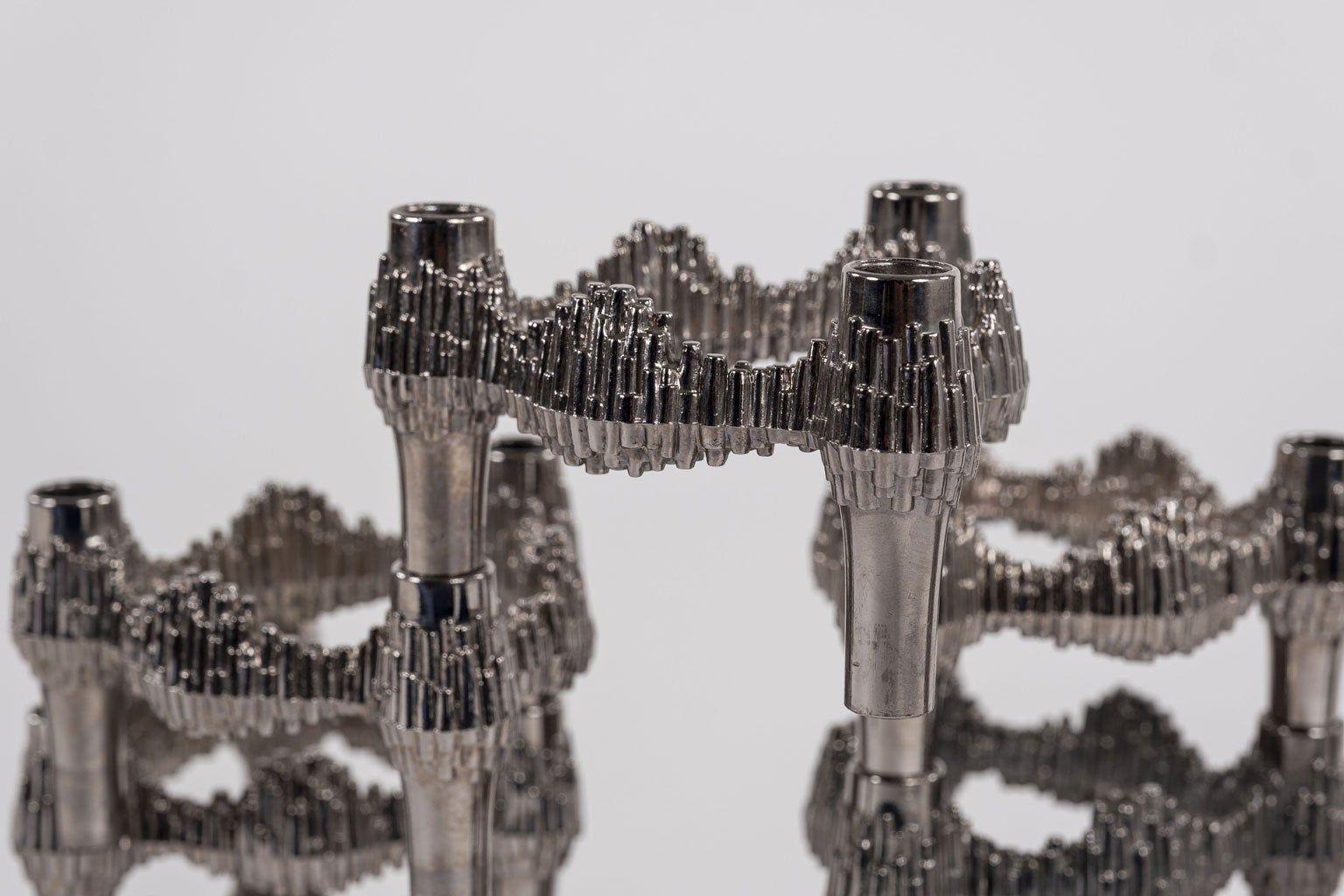 Late 20th Century Thirteen Original Nickel-Plated Variomaster Candleholders For Sale