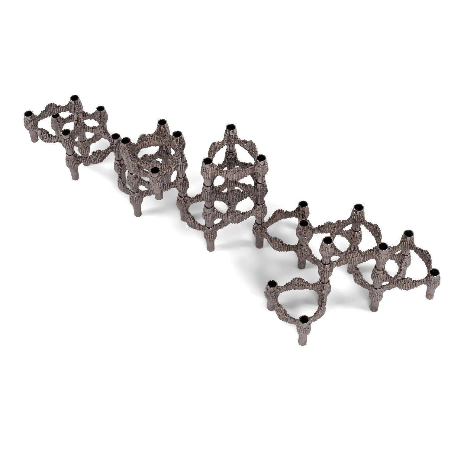 Thirteen Original Nickel-Plated Variomaster Candleholders For Sale 1