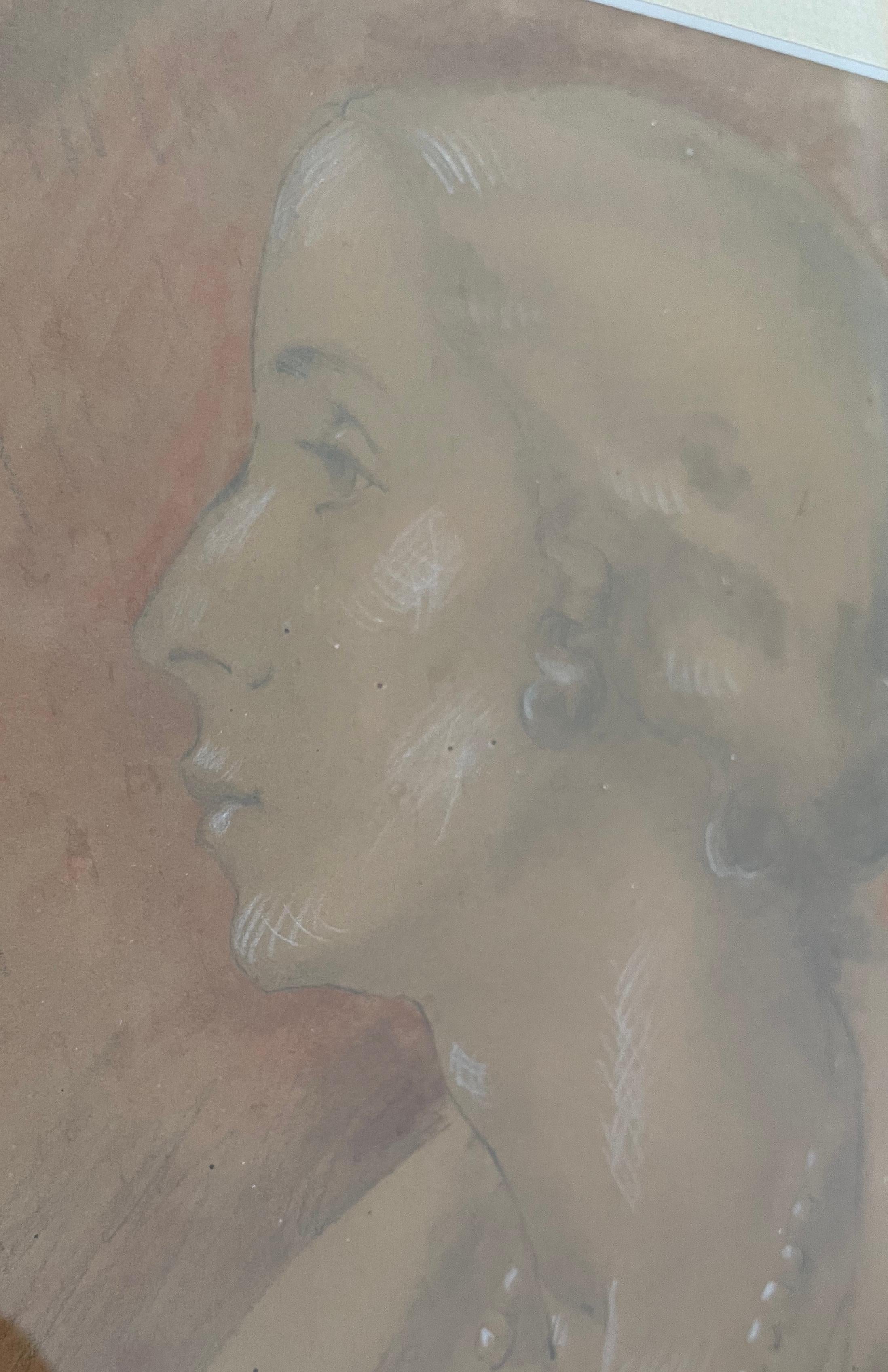 Argenté Portrait de femme des années 30. en vente