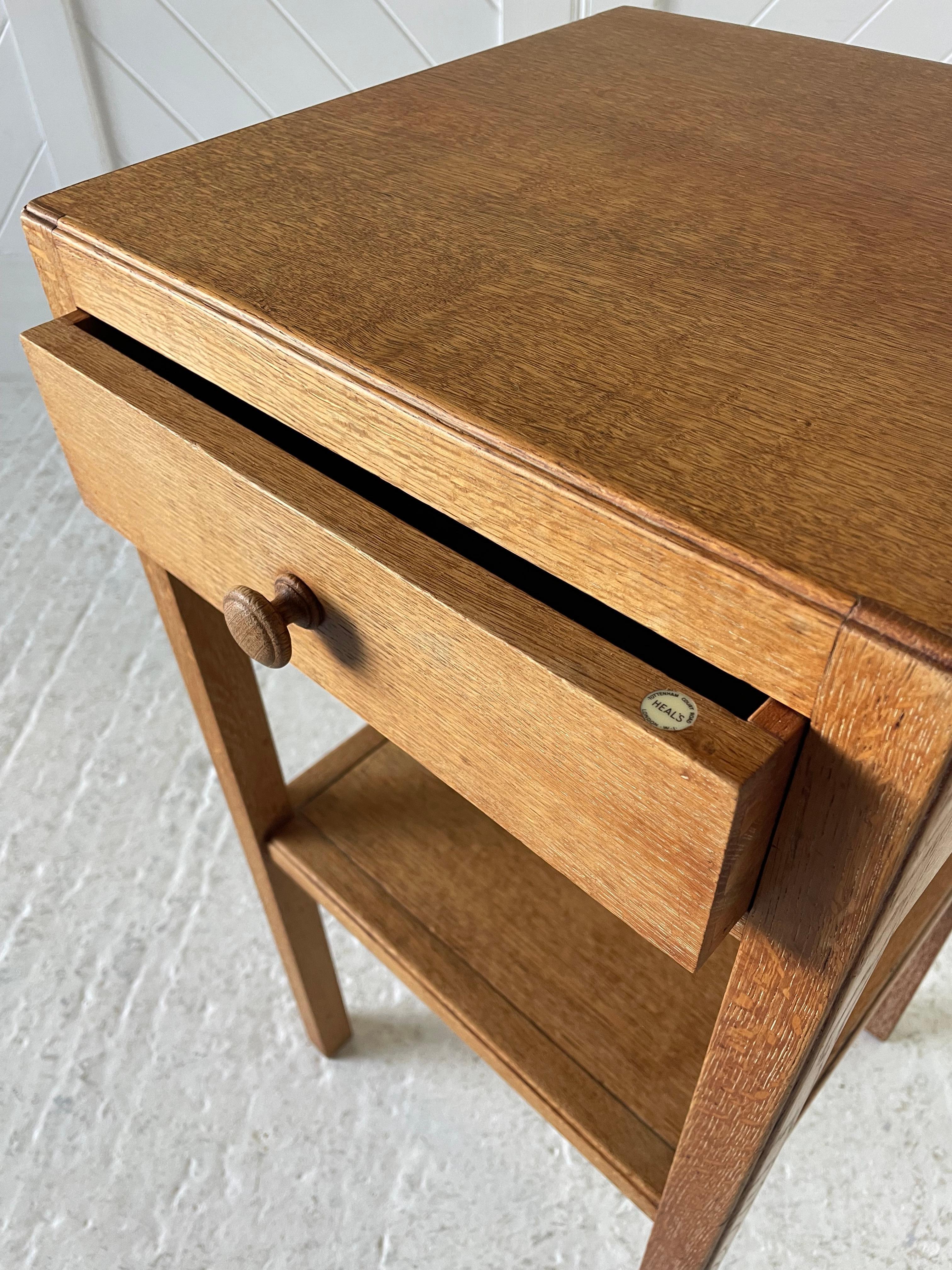 Arts and Crafts Thirties Oak Bedside Table By Heals