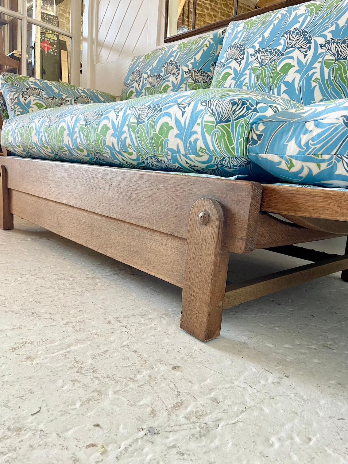 Thirties Parker Knoll Drop Sided Oak Settee 1