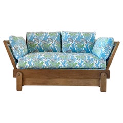 Thirties Parker Knoll Drop Sided Oak Settee