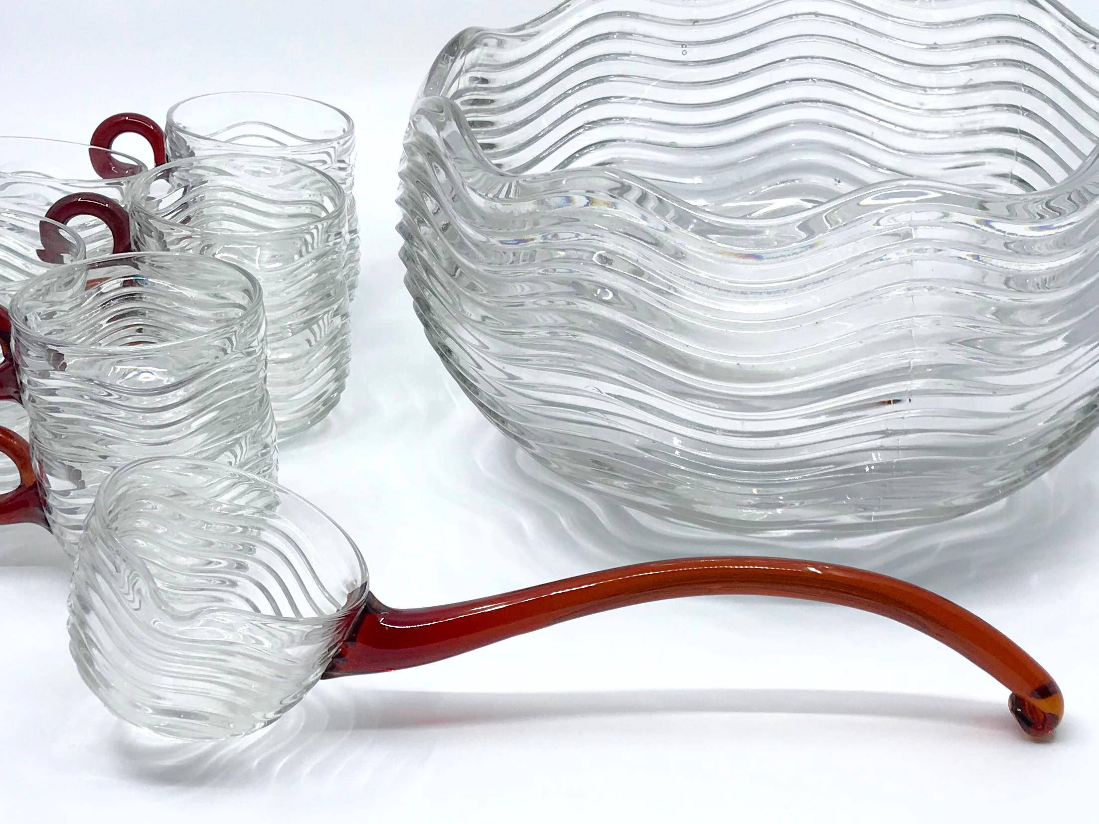red glass punch bowl set