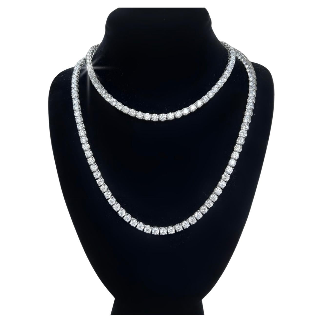 84.53 Cttw. Diamond Tennis/Straight Line Necklace For Sale