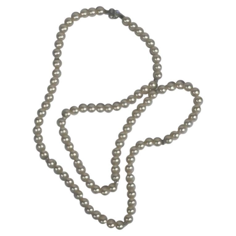 Thirty-six Inch Rope  Faux Jewelry Japanese Cultured Style 8mm Pearls Bergdorfs For Sale