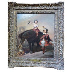 This Charming Oil on Board Painting, Depicting Two Youths in Full Highland Dress Antique This Charming Oil on Board Painting, Depicting Two Youths in Full Highland Dress