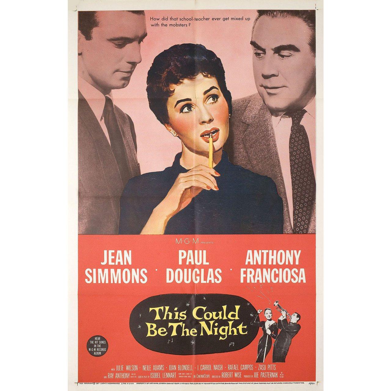 Original 1957 U.S. one sheet poster for the film This Could Be the Night directed by Robert Wise with Jean Simmons / Paul Douglas / Anthony Franciosa / Julie Wilson. Very good-fine condition, folded. Many original posters were issued folded or were