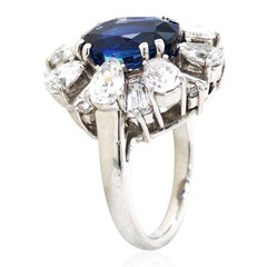 Platinum 4.02ct Ceylon heated Sapphire Diamond Ring, Gubelin
