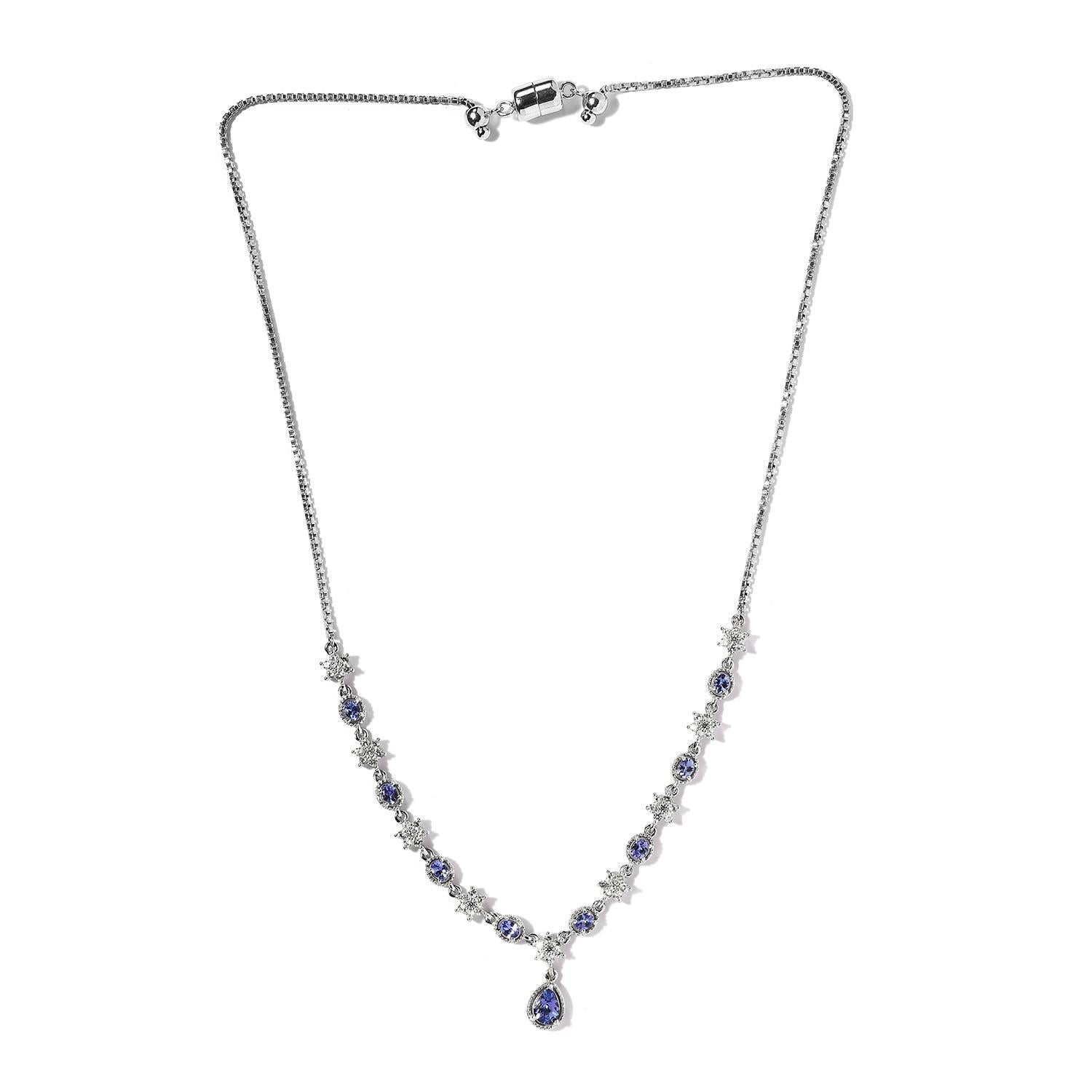 Handmade item
Ships from a small business in New Jersey
Necklace length: 18 Inches
Materials: Silver, Stone
Gemstone: Tanzanite
Closure: Ball & joint
Chain style: Figaro
Style: Boho & hippie

Description**************************

Gemstone ---