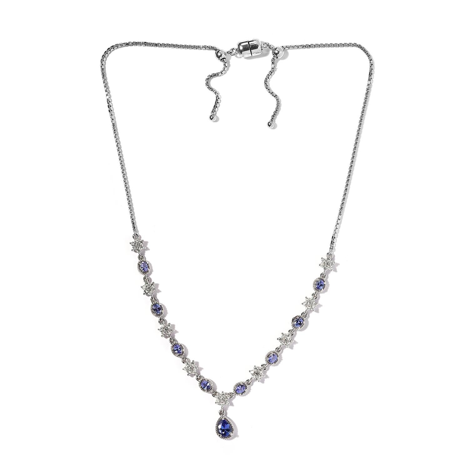 Art Deco 3.88 Ct Tanzanite 925 Sterling Silver Solitaire Necklace For Bridal Necklace   For Sale