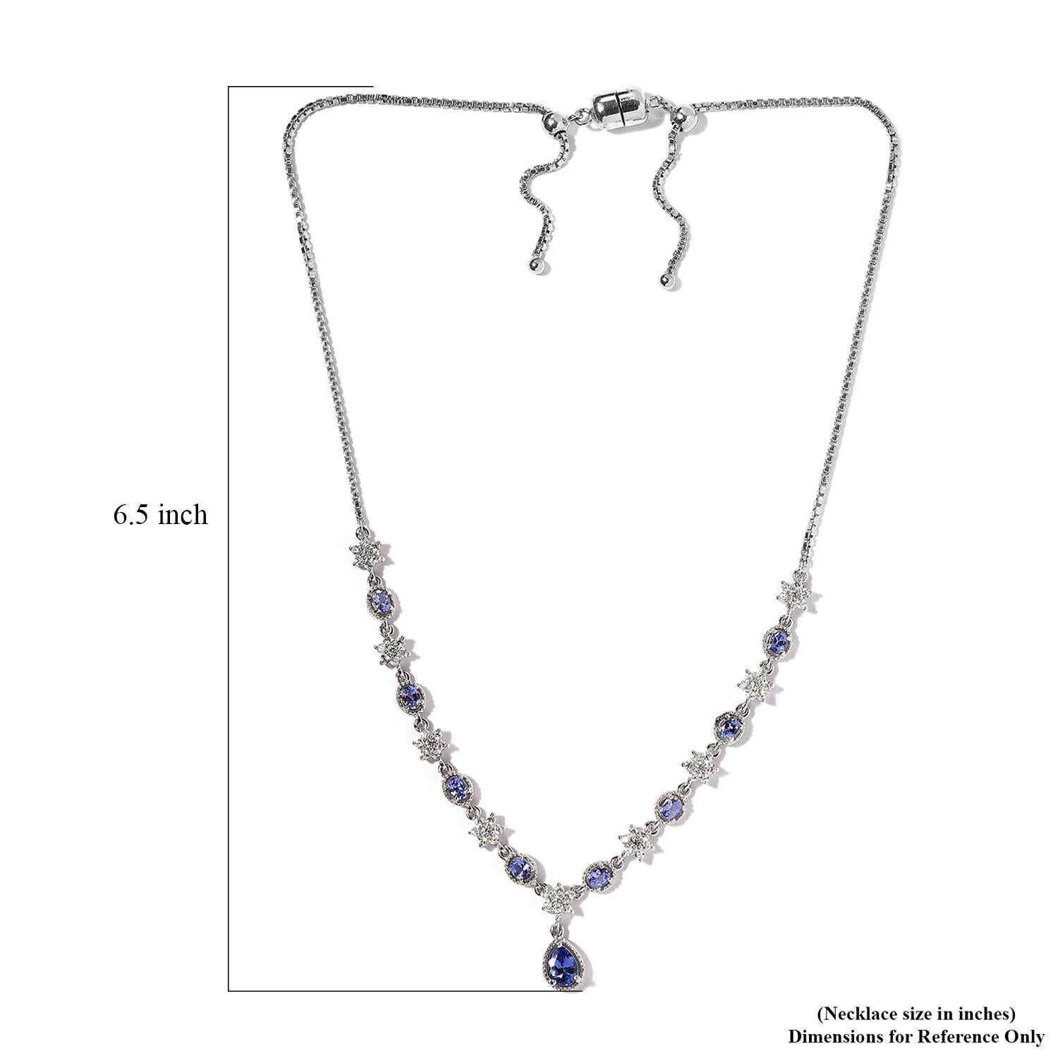 3.88 Ct Tanzanite 925 Sterling Silver Solitaire Necklace For Bridal Necklace   In New Condition For Sale In New York, NY