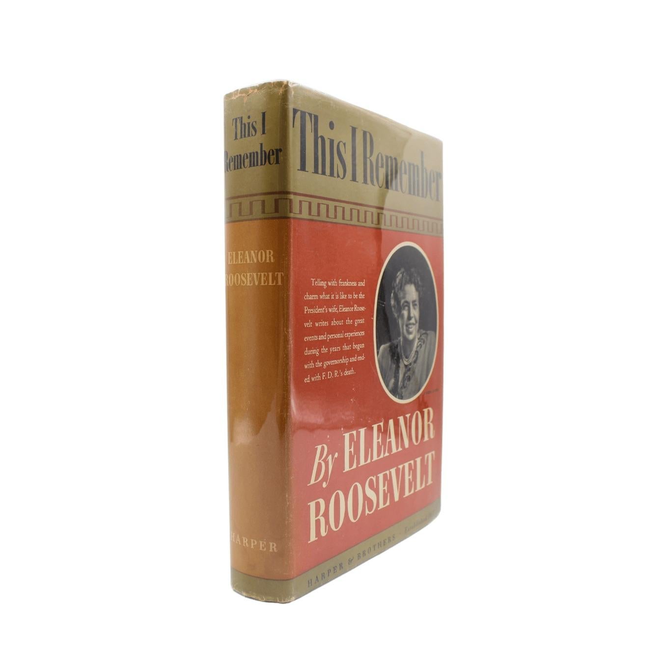 Mid-Century Modern Ce que je me souviens, signé et inscrit par Eleanor Roosevelt, première édition, 1949 en vente